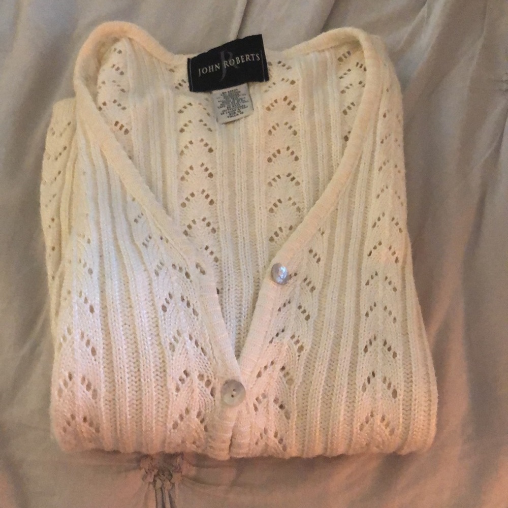 John Roberts cream cotton cardigan, size 10